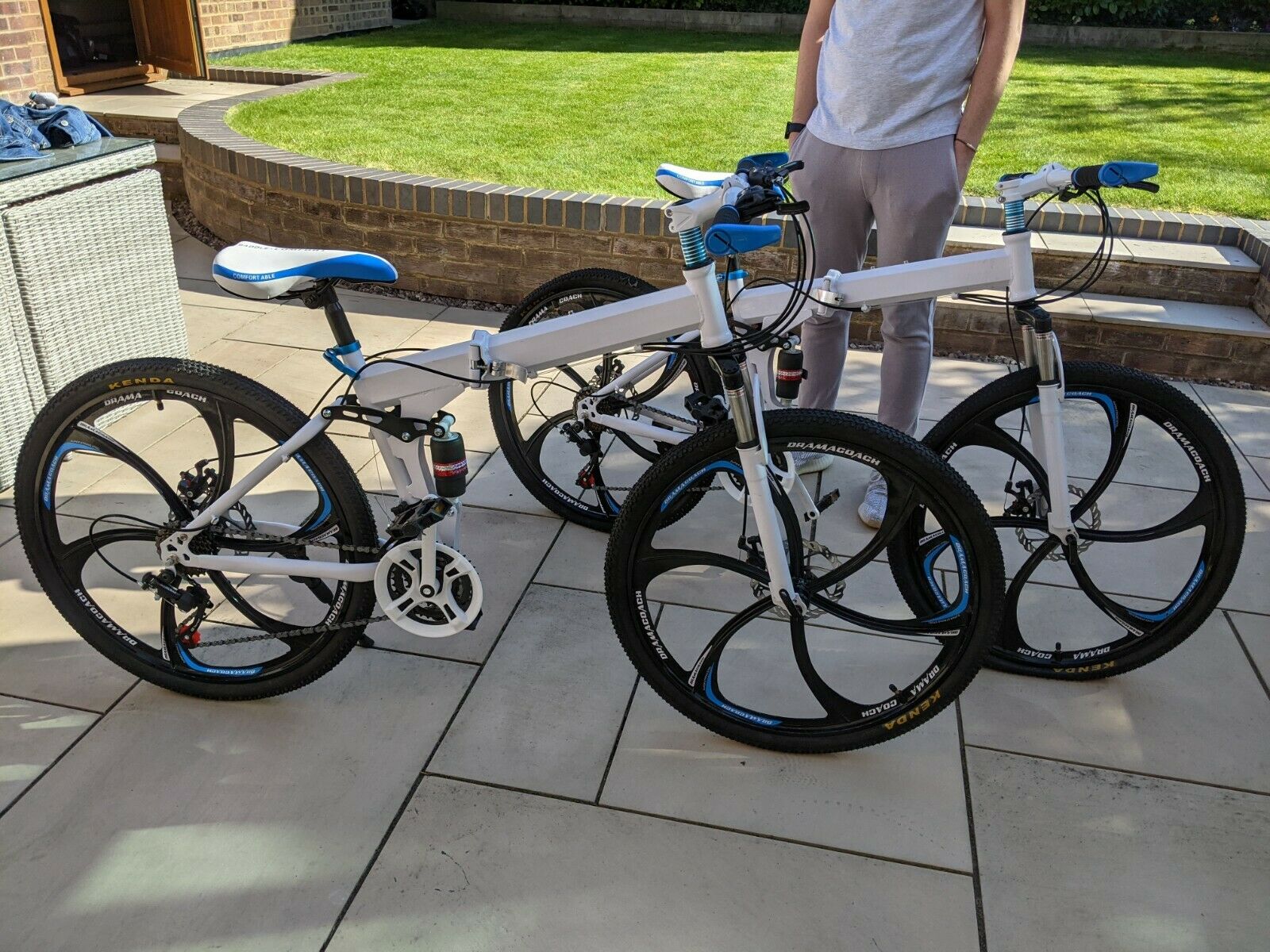 Novokart Folding Sports Mountain Bikes 26 Inch Wheel 21-stage Shift White & Blue - Folding Bikes 4U