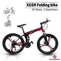 Adult Folding Mountain Bike - XGSR - 26" Wheels - 21 Speed Shimano Gears - Red - Folding Bikes 4U