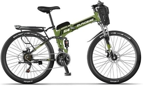Yasyas 26" Folding Electric Mountain Bike, 250W Motor, 36V ,G4 Army Green - Folding Bikes 4U