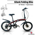 Adult Folding Bike - Gilank U8 2021 - 20" Wheels - 7 Speed Shimano Gears - Black - Folding Bikes 4U