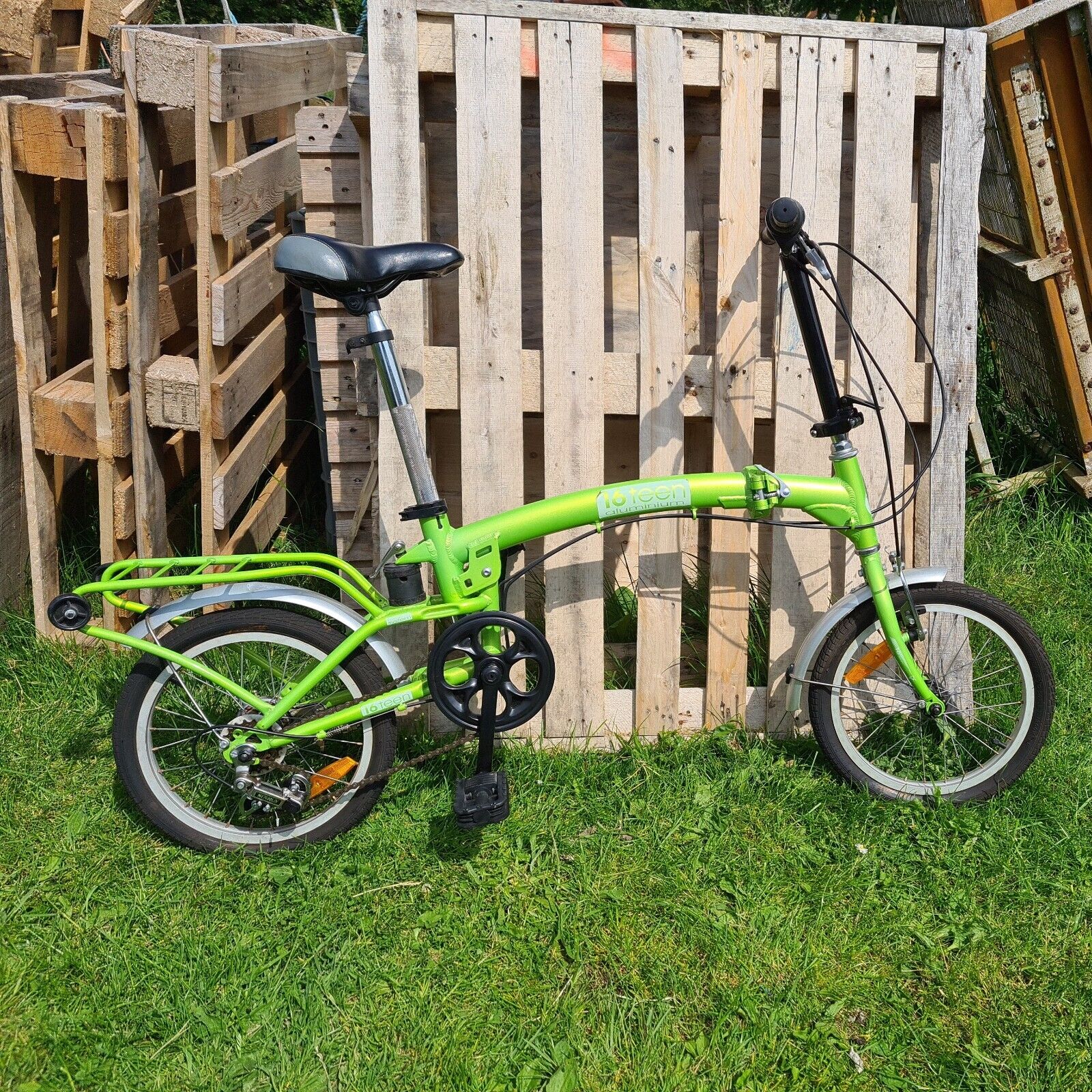 Aluminium Folding Bike - 3 gears, 16Teen Green - Folding Bikes 4U