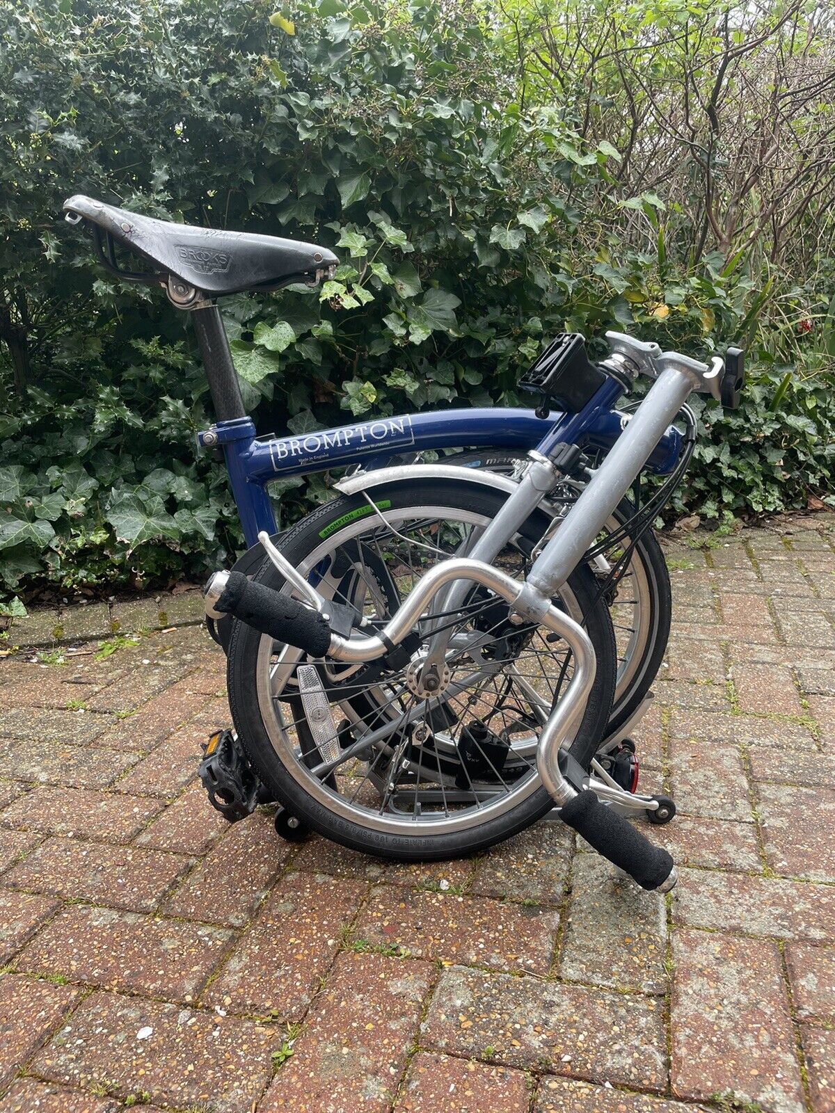 Brompton T5 Vintage 5 Speed 1994/5 Cobalt Blue M Bars Rack Folding Bike Brooks - Folding Bikes 4U