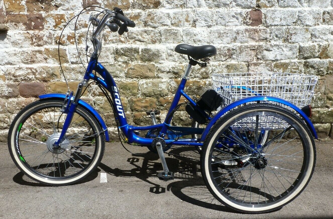 Electric Tricycle, 24", Folding Frame, Scout E-Trike, Blue **Collection Only** - Folding Bikes 4U
