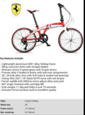 Ferrari Folding Commuter Bike 20” Wheel Fold Up Bike. - Folding Bikes 4U