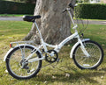 Reflex CFM Easy Street folding bike white 20in wheels stand rack Shimano gears - Folding Bikes 4U