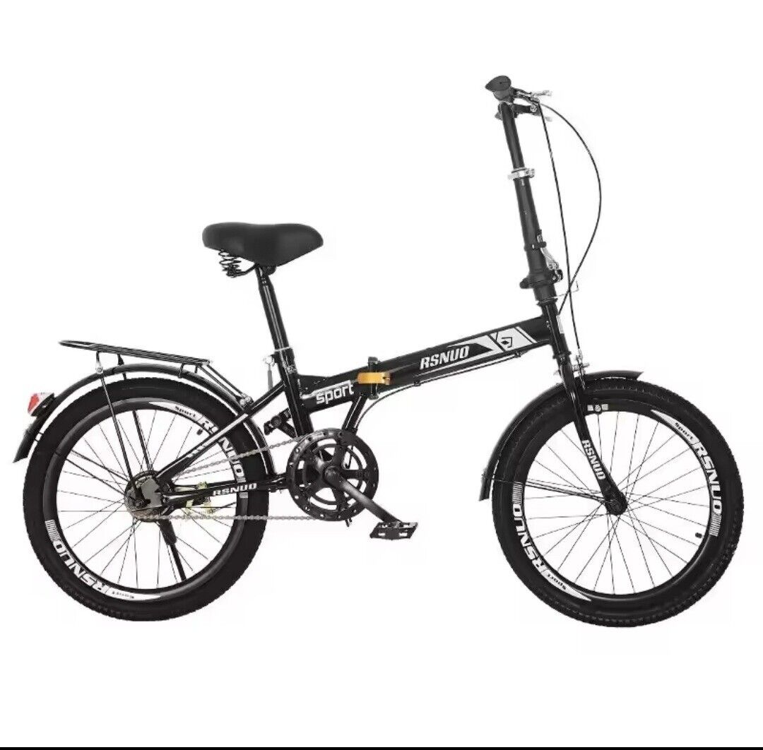 Rsnuo 20" Wheel 12kg Lightweight Alloy Folding City Bicycle - Black - Folding Bikes 4U