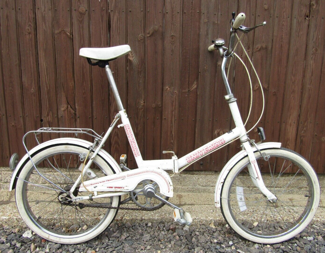 Universal Uni-Sport White Folding 3 Speed Sturmey Archer Gears Folder Bike Adult - Folding Bikes 4U