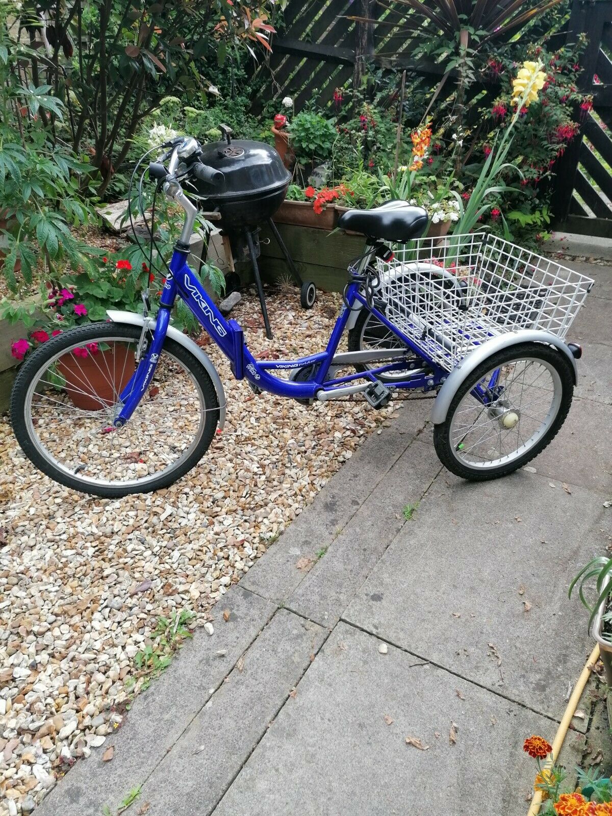 Viking Adult Folding Trike Tricycle with Basket, colour Blue, . - Folding Bikes 4U