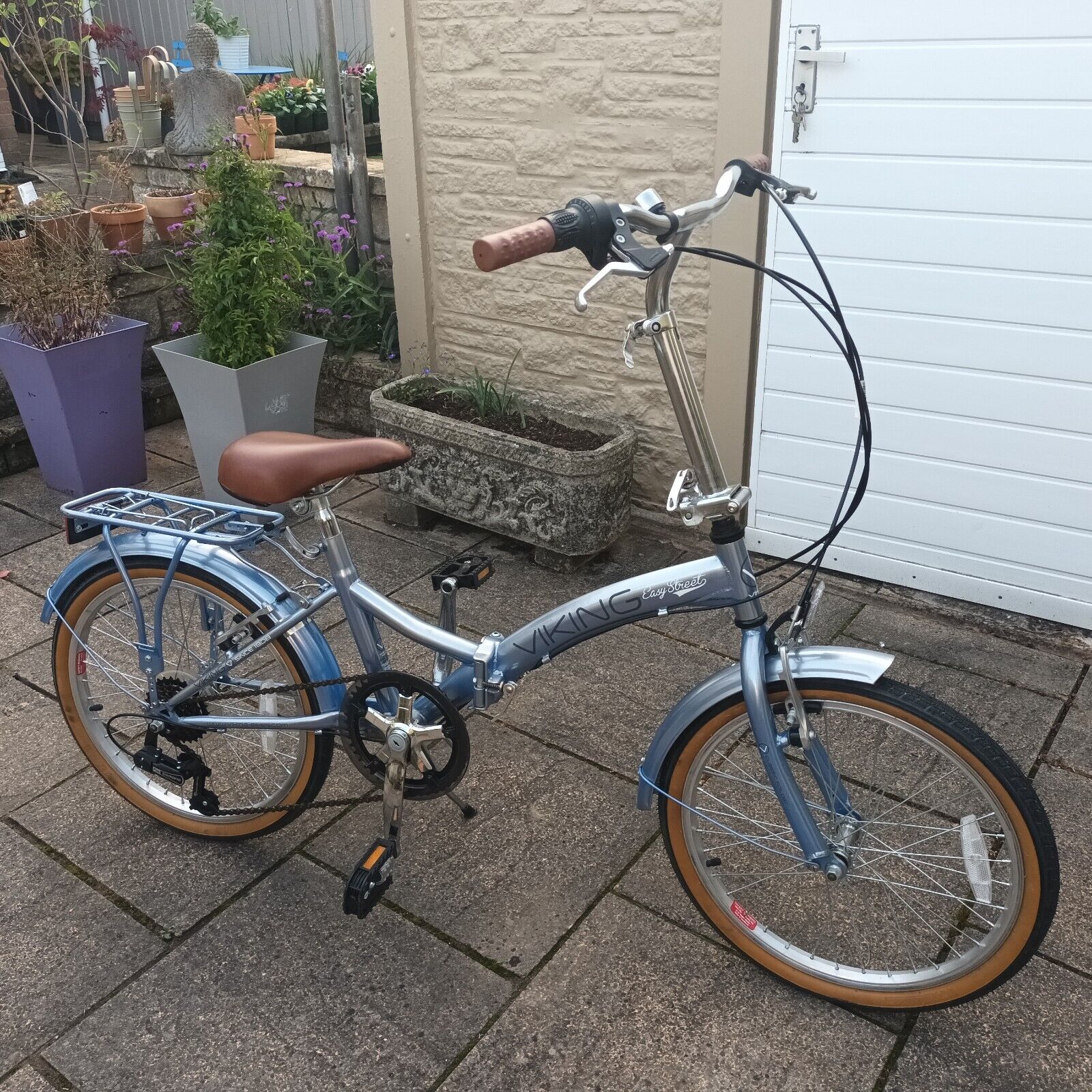 Viking Easystreet 20" Unisex Light  Blue Metallic  Folding Bicycle, Bike.  - Folding Bikes 4U