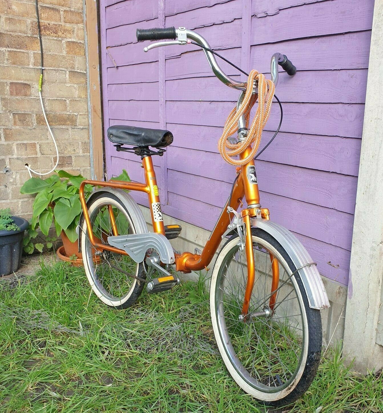 Vintage orange mid-70s folding bike, West German Hawk Cycle bicycle - Folding Bikes 4U