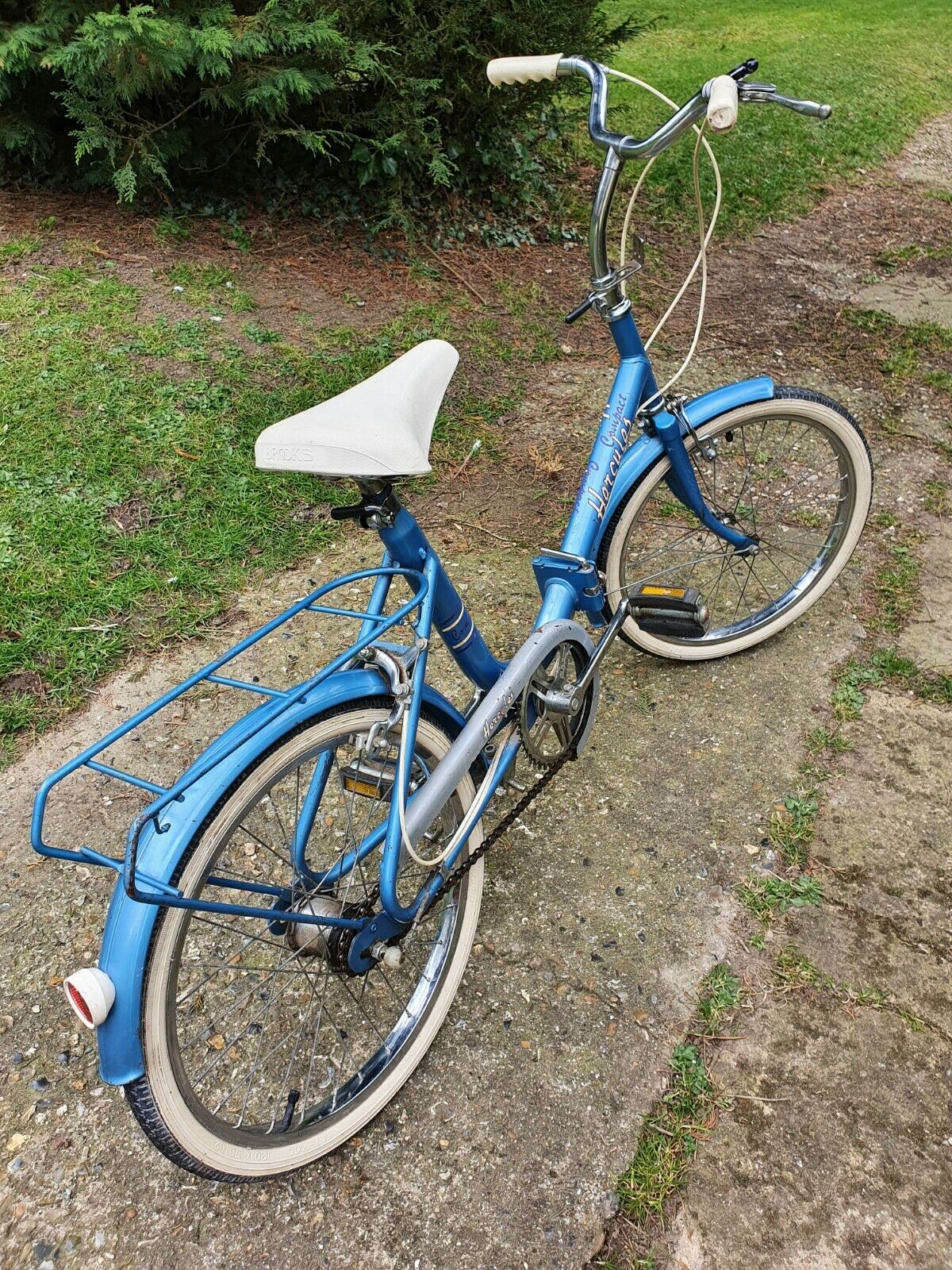 raleigh hercules compact vintage folding bike cycle in light blue - Folding Bikes 4U