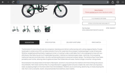 (BRAND NEW BOXED) Brompton C Line Folding Bike 12 Speed 16in - Palm Green 2026