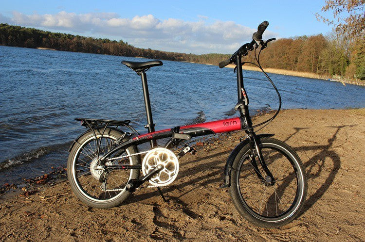 Tern Link D8 20in Folding Bike Red/Black 8-Speed V-Brake Mudguards Kickstand