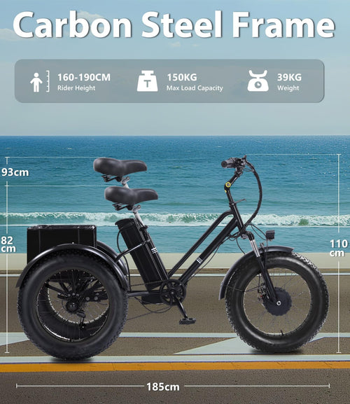 Adult Electric Tricycle 20-Inch Non-Folding/Folding 7-Speed Tricycle with Large