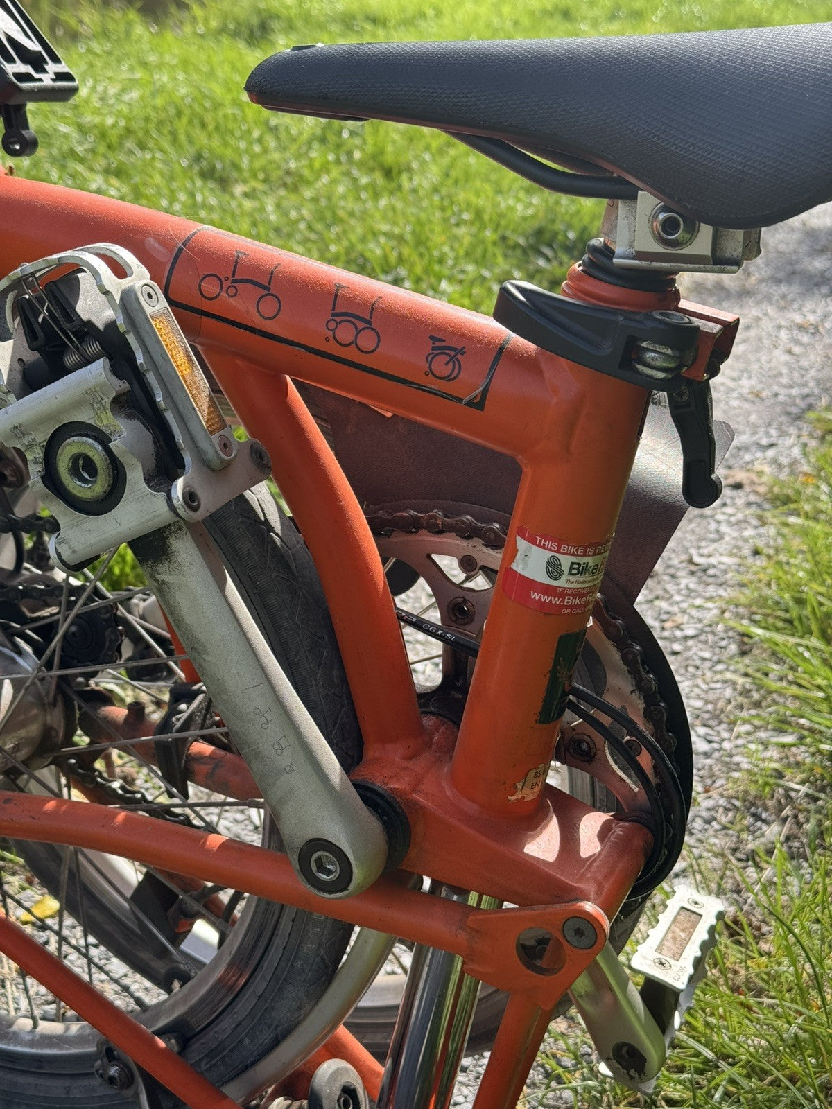Brompton S3L Orange 3 Speed flat handlebars, Brooks Cambium Saddle
