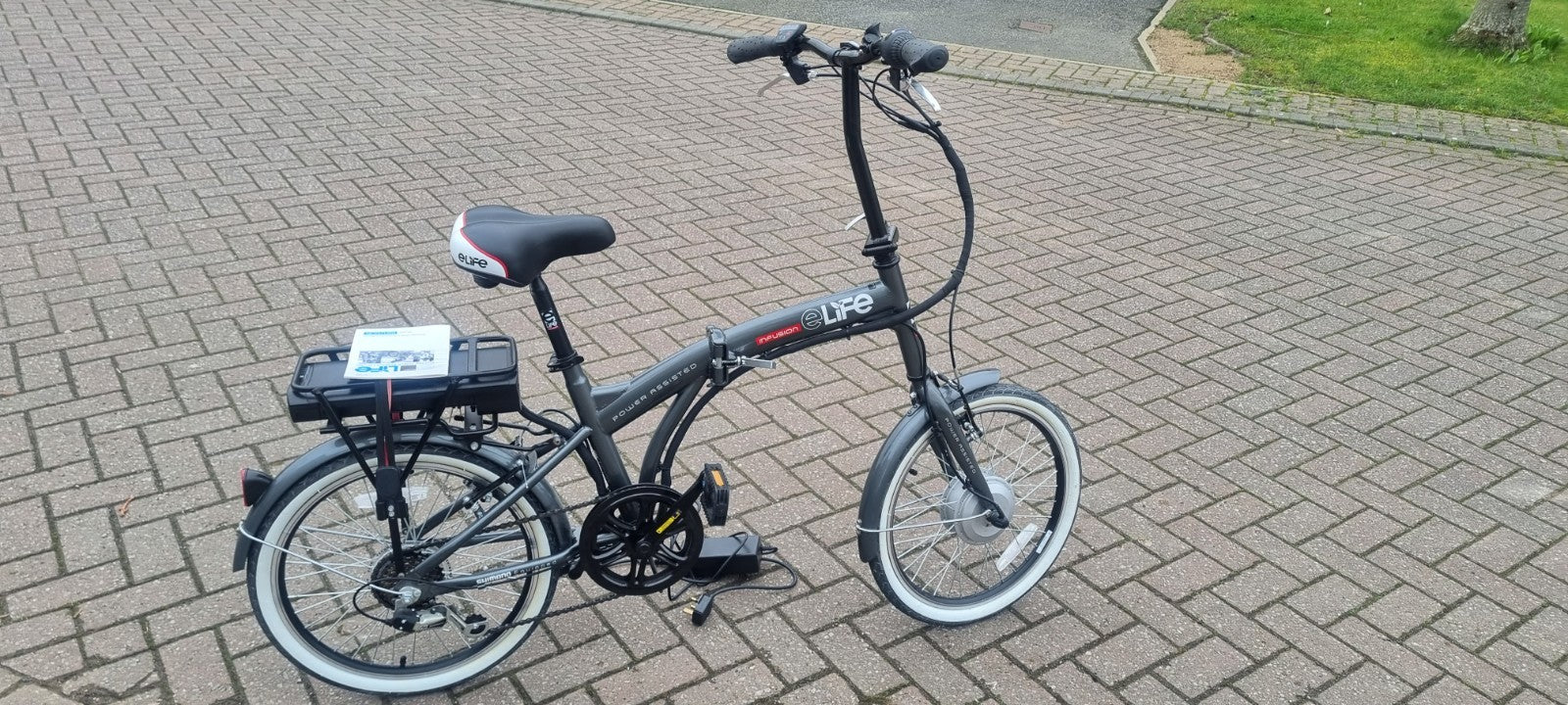 elife Infusion Power Assisted Folding Bike 153cm × 30cm x 94cm L/ W/H Used Once