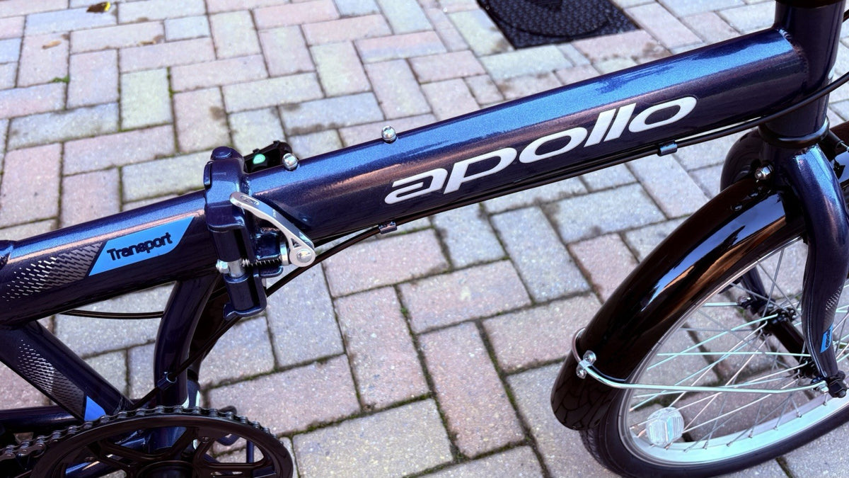 Apollo TranSport 20in Folding Bike Blue/Black Mudguards Reflectors V-Brakes