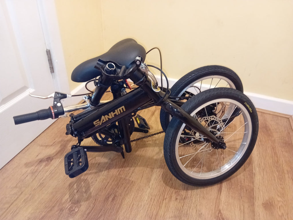 Folding Bicycle 16" Inch Bikes for Adults 6-Speed Foldable City Bicycle Black