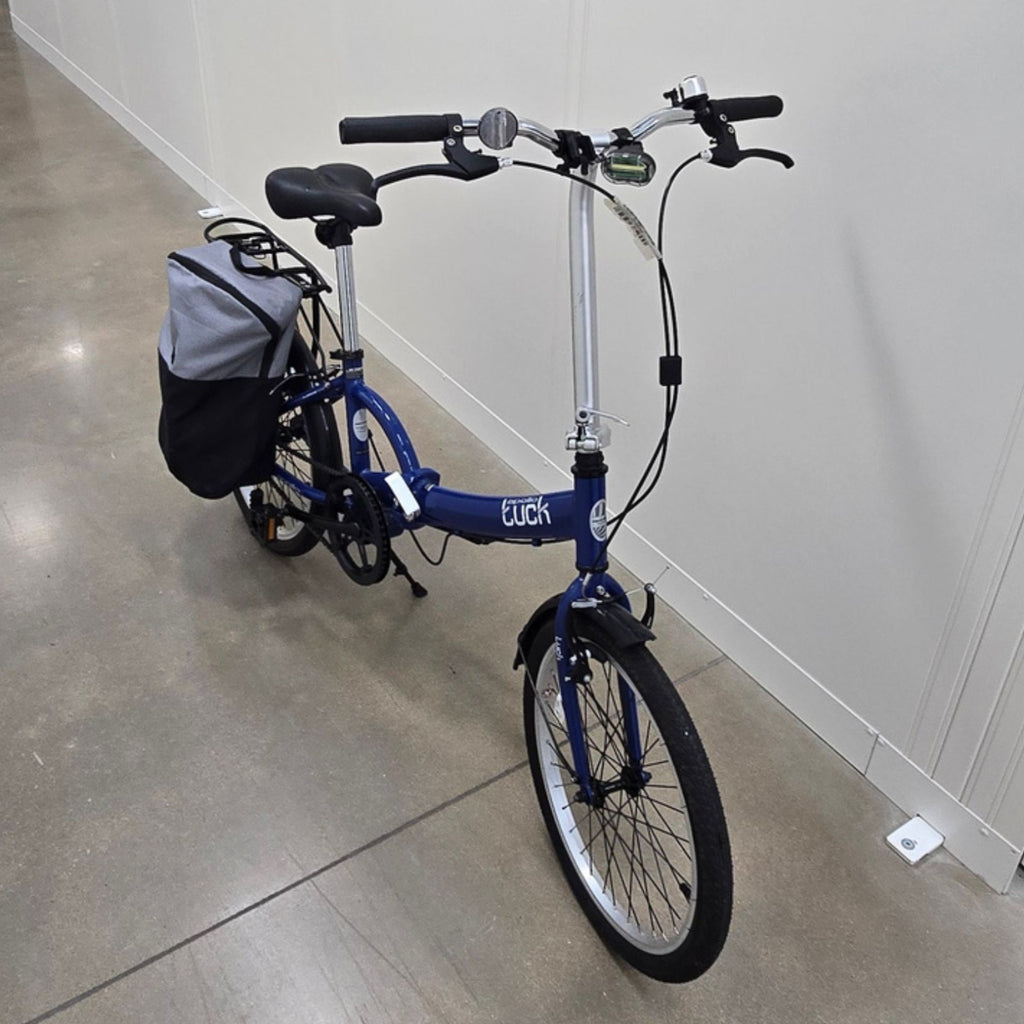 Apollo Tuck Folding Bike 20in Blue 1-Speed V-Brake Kickstand