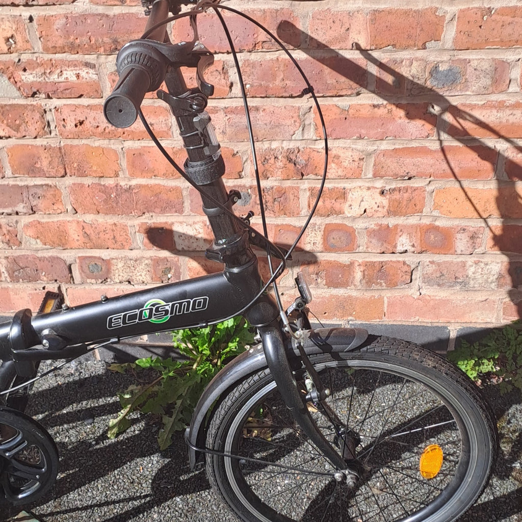 Ecosmo 20in Folding Bike Black 6-Speed V-Brakes Rear Rack Mudguards