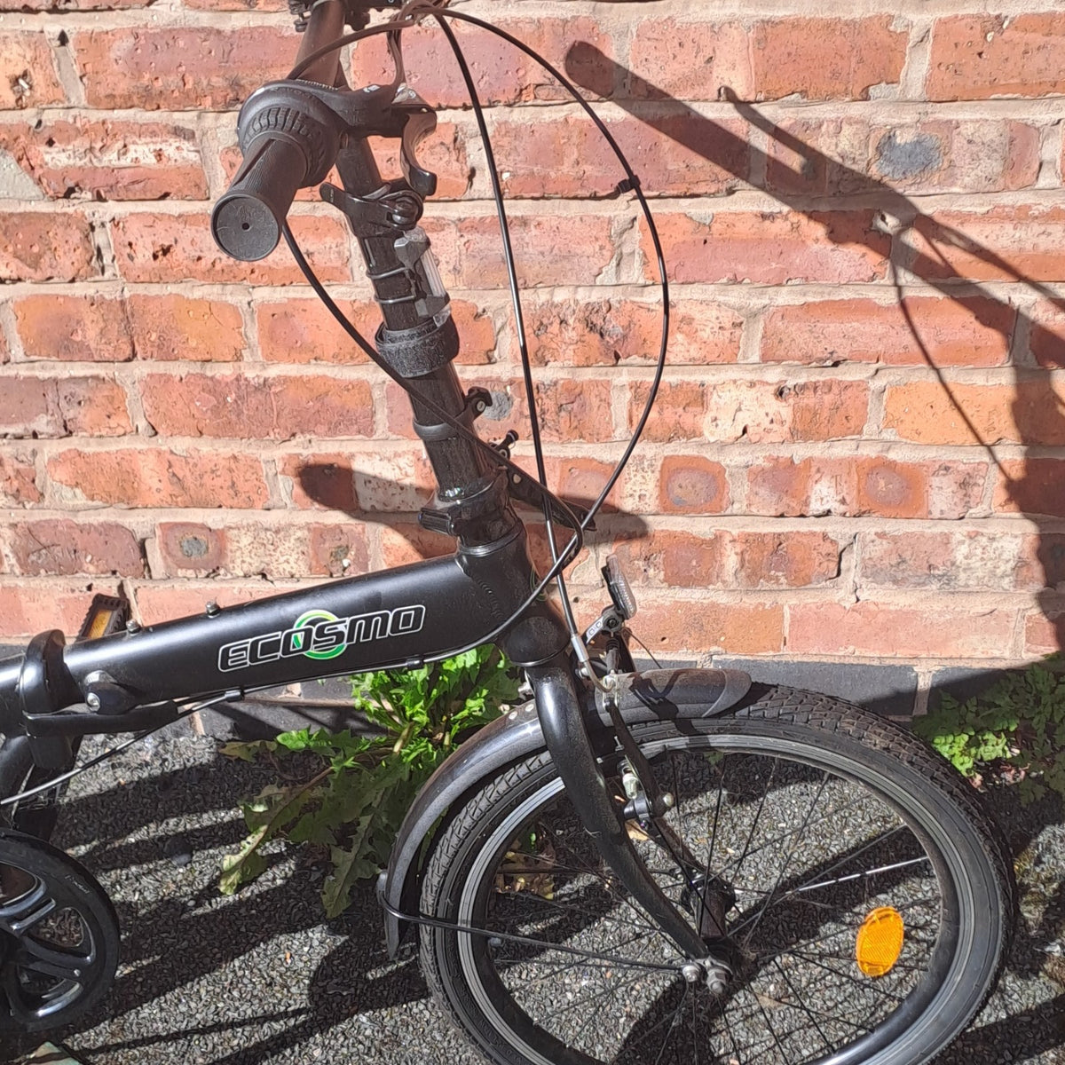 Ecosmo 20in Folding Bike Black 6-Speed V-Brakes Rear Rack Mudguards