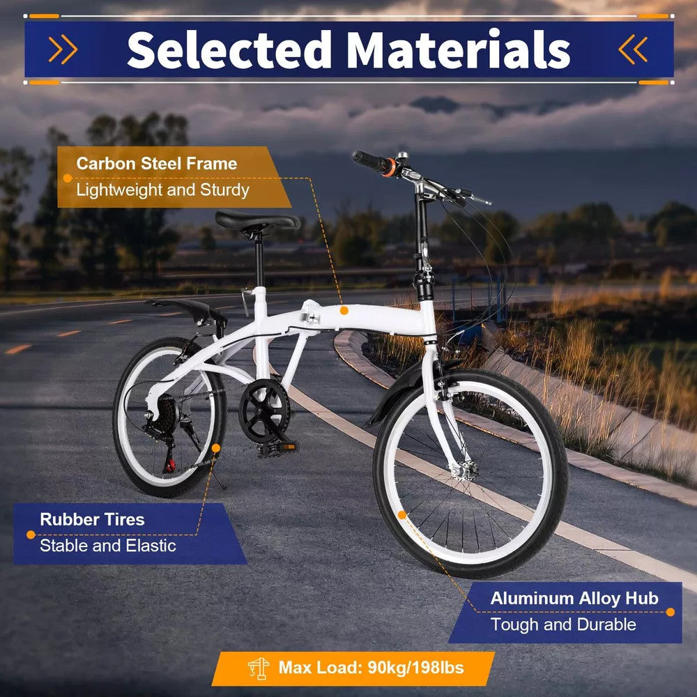 20" Folding Bike Adults Bicycle Adjustable Speed Alloy Bicycle Folding City Bike