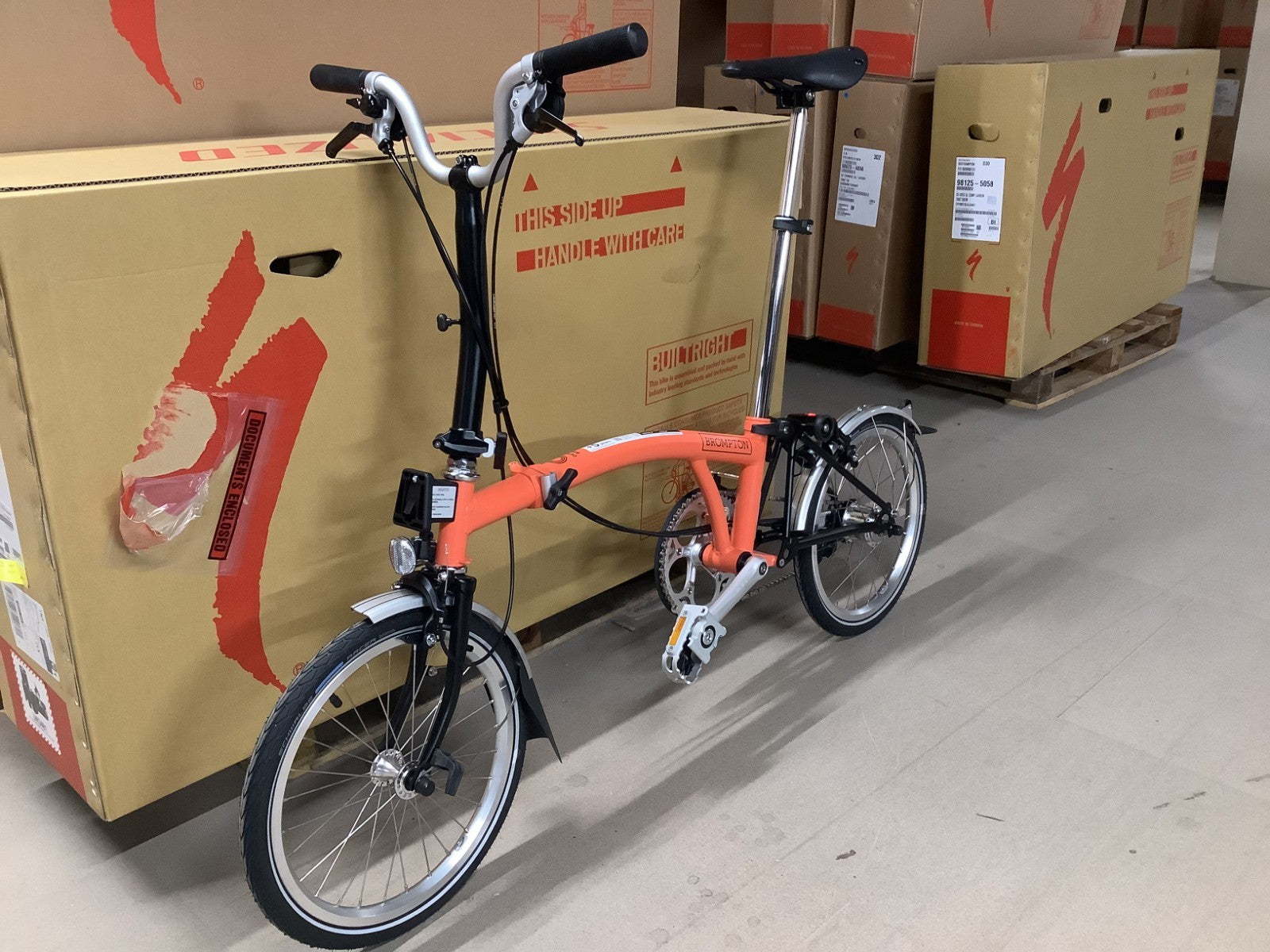 Brompton C-Line Explore Mid bar Folding Bike Fire Coral