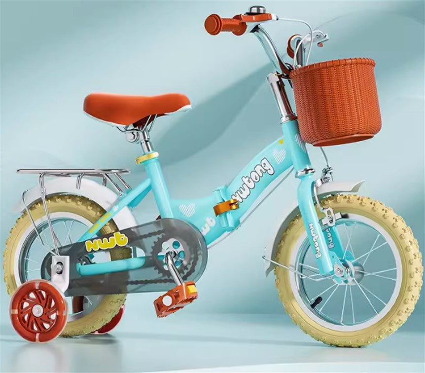 Unique Kids folding bike bicycle with removable Rack & Basket - 12/14/16/18 inch