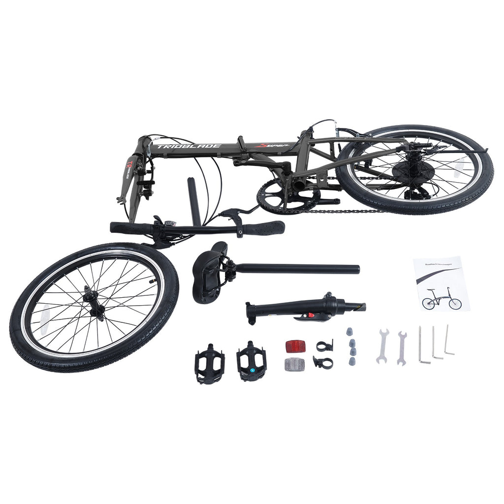 20 Inch Adult Folding Bicycle 7-speed Transmission System Folding Bicycle Black