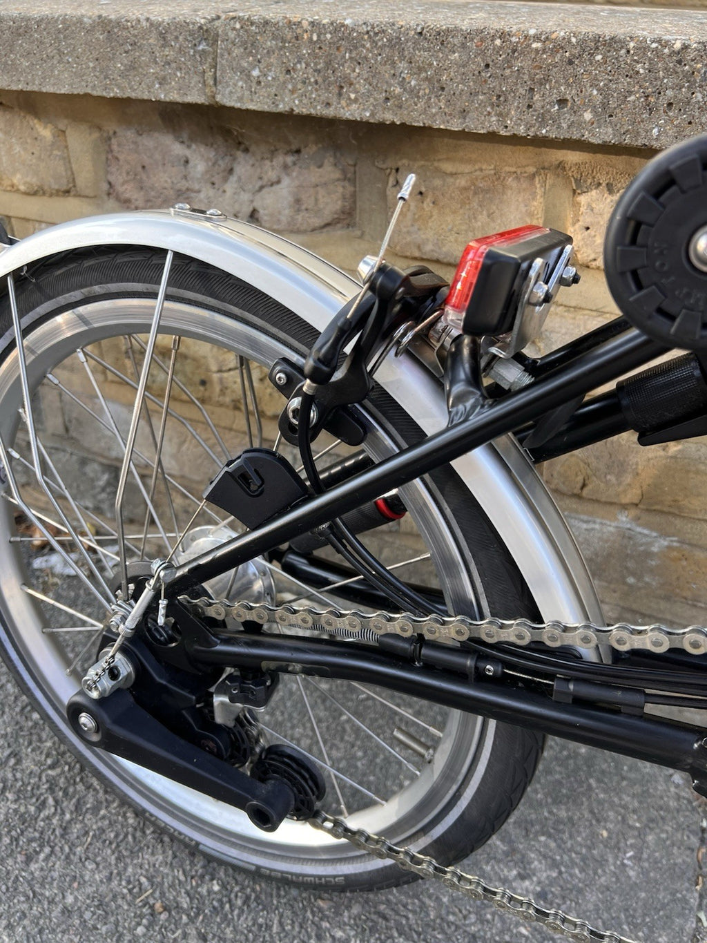 Brompton 16in Folding Bike Black/Silver, Mudguards; 6 speed, c2020 C-Line