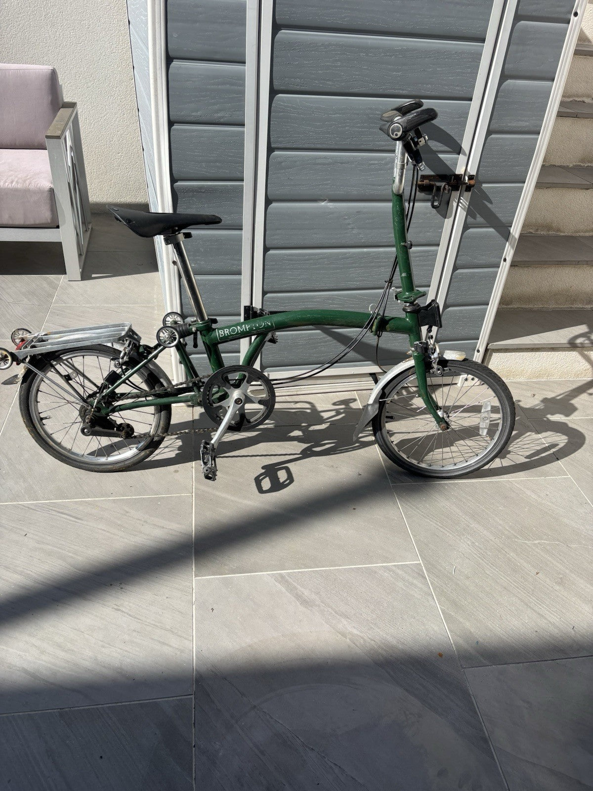 Brompton Green Folding Bike 16in Steel Frame Rear Rack Mudguards Reflectors