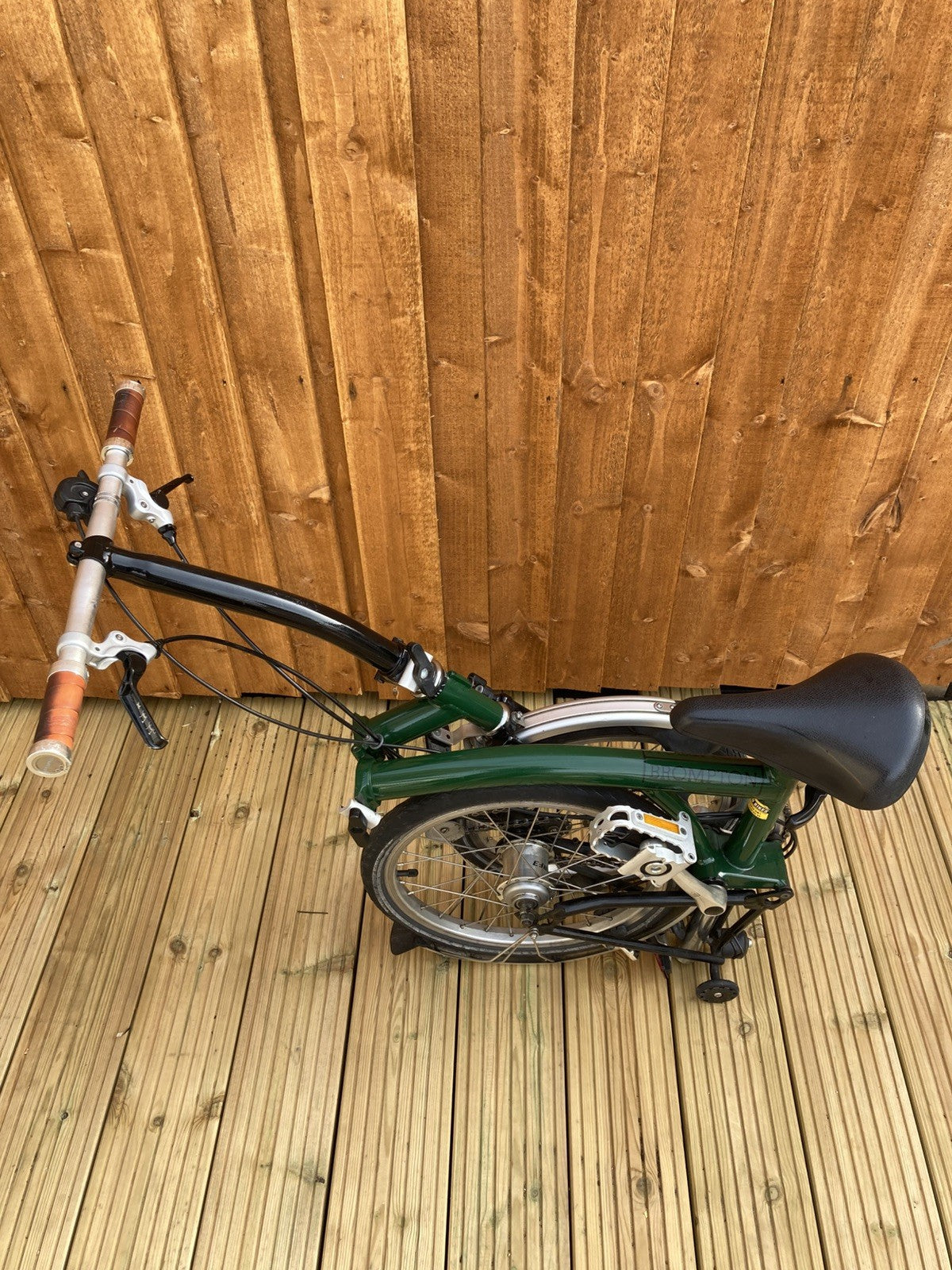 Brompton Racing Green Folding Bike 3 Speed + Brooks Saddle + Brooks Grips