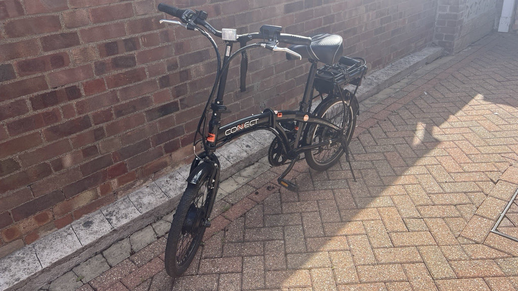 Connect Folding Bike 20in Black Flat Bar with Rear Rack Mudguards Kickstand