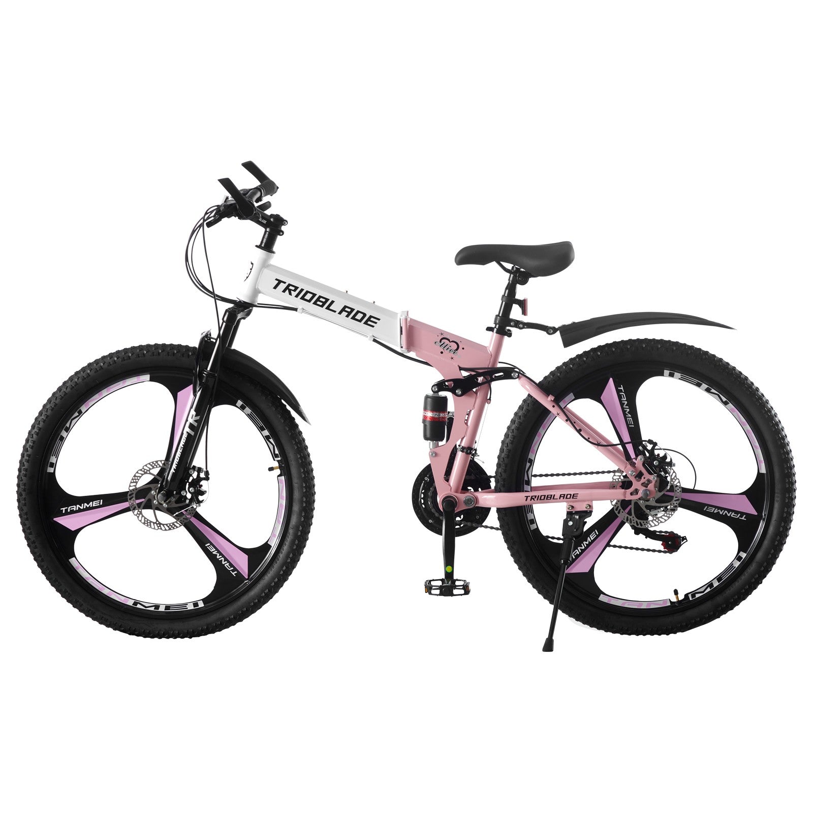 26 inch Foldable Mountain Bike 21 Speed Transmission System Adult Bike Pink