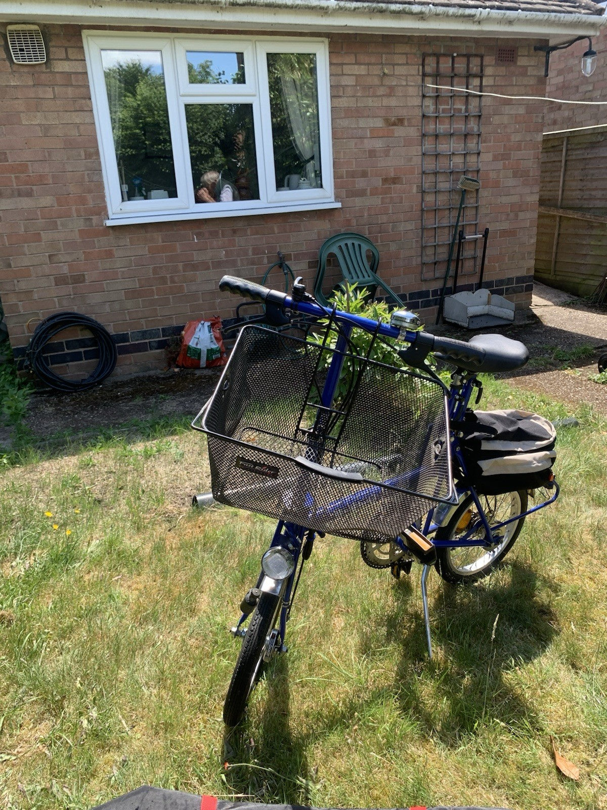 Di Blasi 16in Blue Folding Bike 4-Speed, Front Basket, Rack/Panniers, Bag
