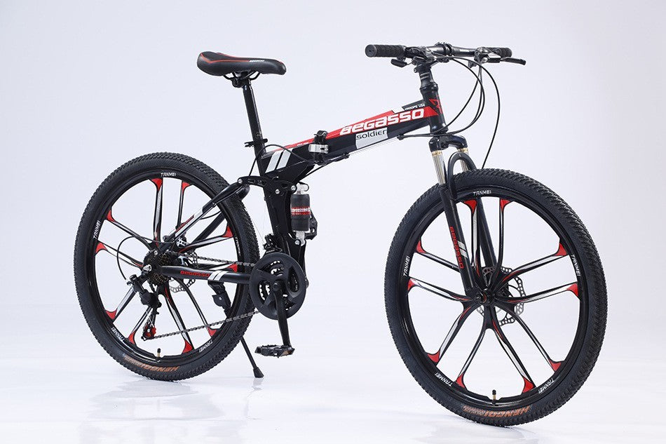 24 Inch Black Foldable Bike, 24 Speed, 10 Knives Rim, Front suspension 324-326