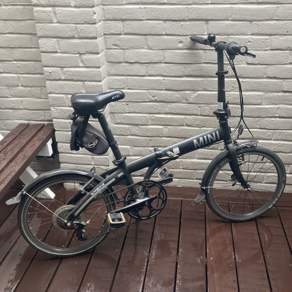 MINI Folding Bike 20in Wheels Black V-Brakes Derailleur Gears Flat Bar