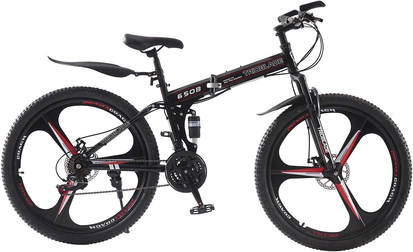 Foldable 26" Mountain Bike Dual Suspension 21-Speed 3-Spoke Wheels