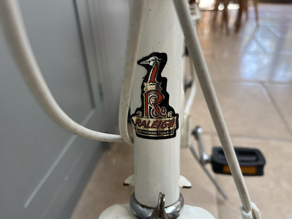Vintage Raleigh Compact Folding Bike 20in White Mudguards Rear Rack Kickstand