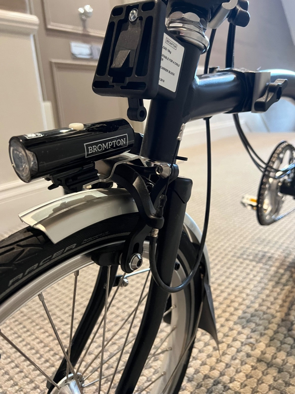 Black Brompton Folding Bike - 2019 M-Type, 6-Speed - Excellent Condition