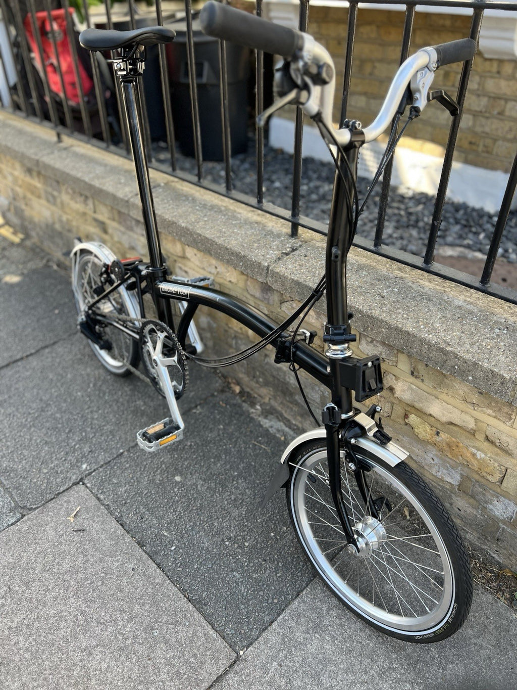 Brompton 16in Folding Bike Black/Silver, Mudguards; 6 speed, c2020 C-Line
