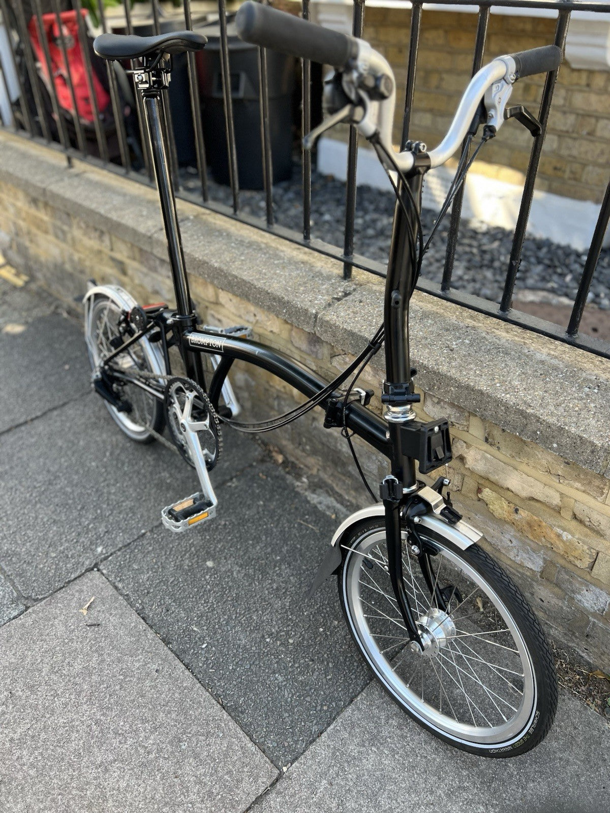 Brompton 16in Folding Bike Black/Silver, Mudguards; 6 speed, c2020 C-Line