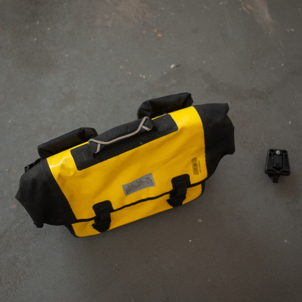 Brompton Ortlieb O Bag - Yellow & Brompton Front Carrier Block Same Day Dispatch