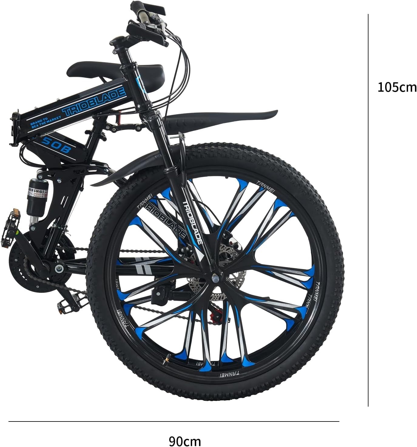 Trioblade 21-Speed 10 Spoke Wheels Foldable Mountain Bike 16" Frame Black (Dent)