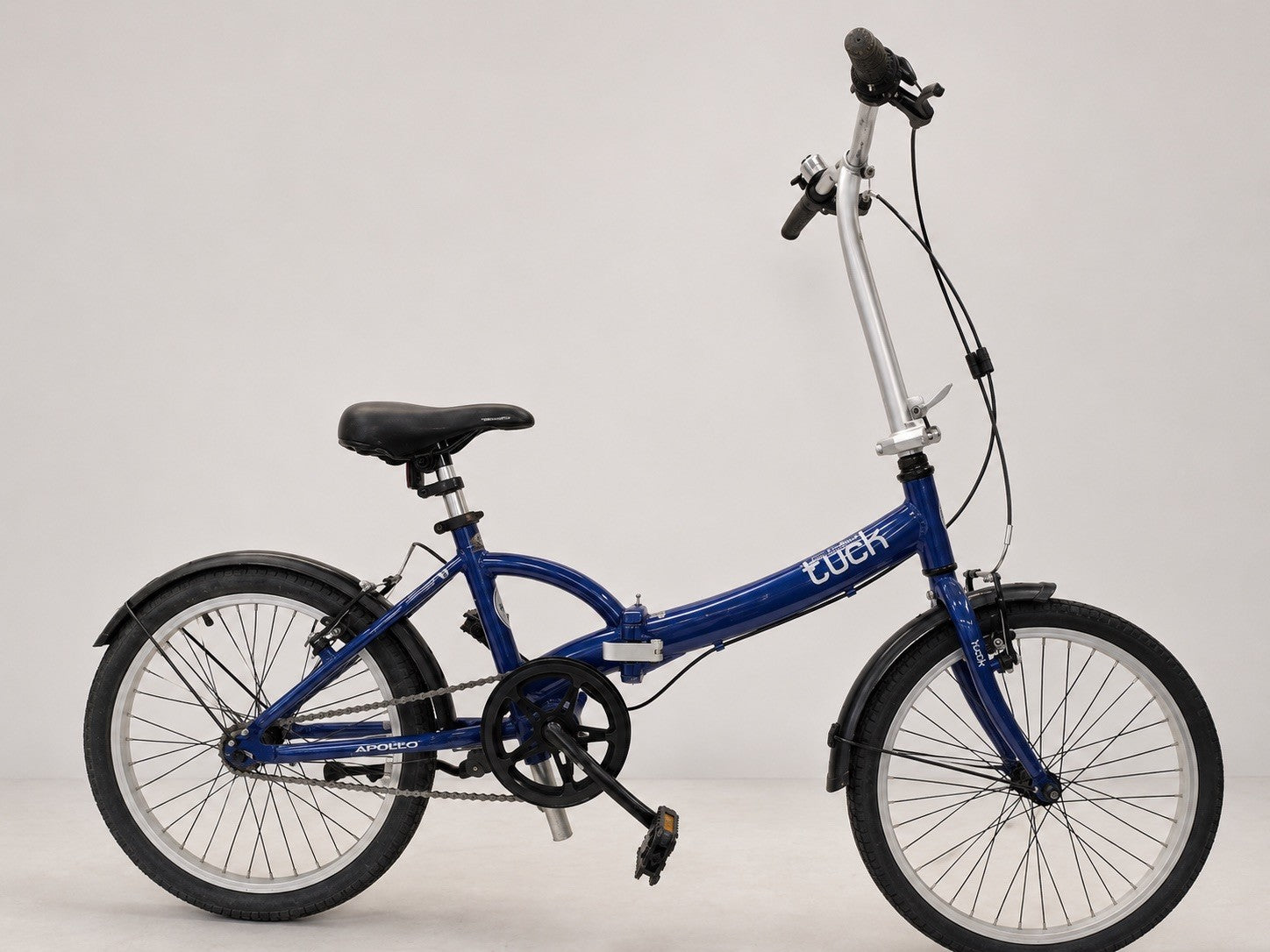 Apollo Tuck Folding Bike 20in Blue 1-Speed V-Brake Kickstand