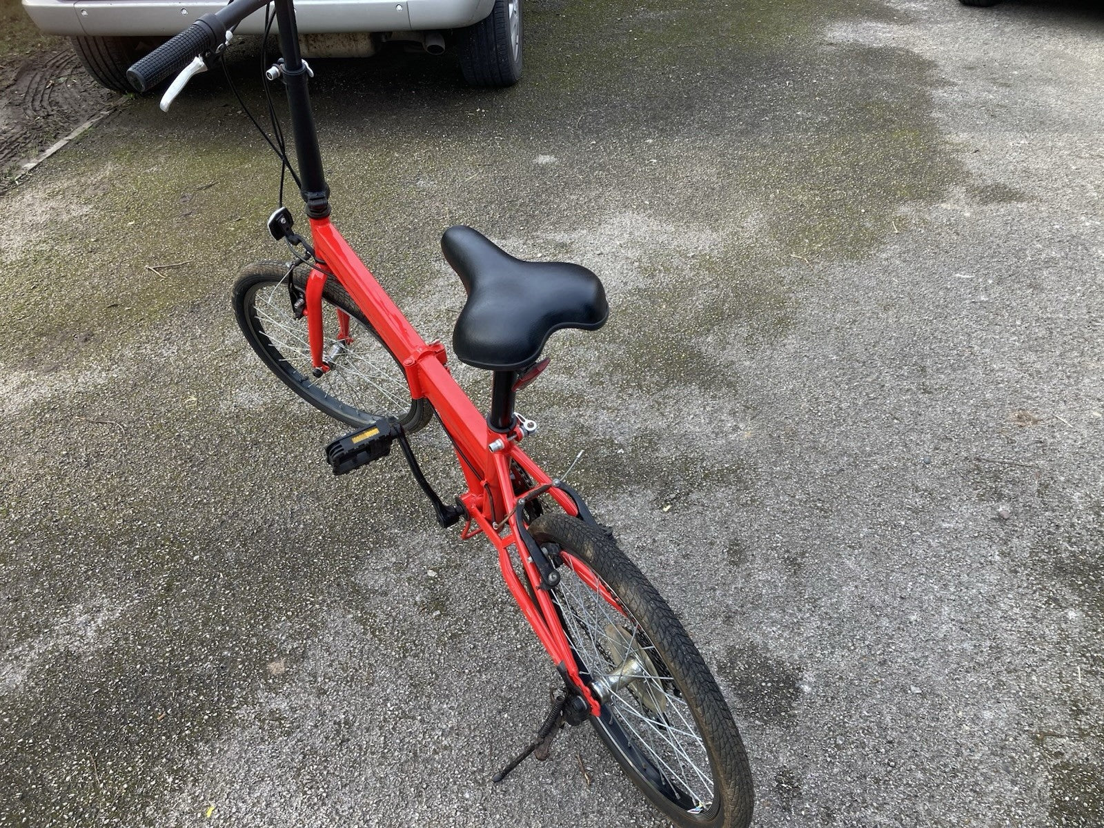 Bright Red Folding Bike with 7 Speed