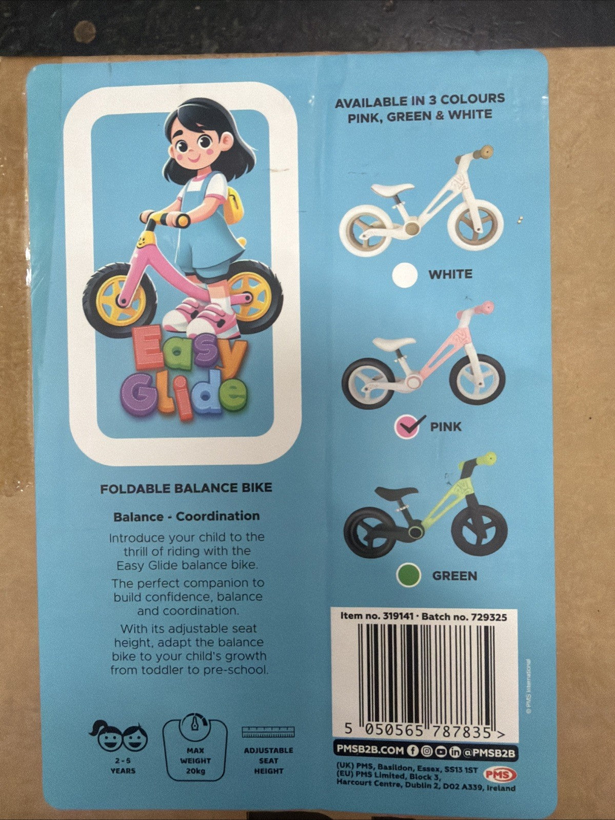 PMS Easy Glide Foldable Balance Bike - Pink *NEW*