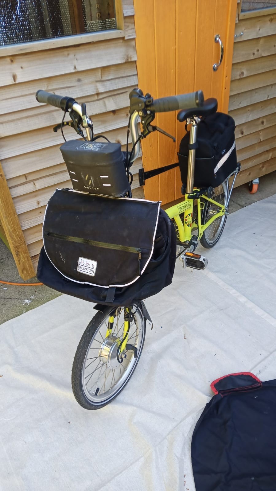 A Pair of Yellow Bromton Bikes with switch conversion. Excellent Condition