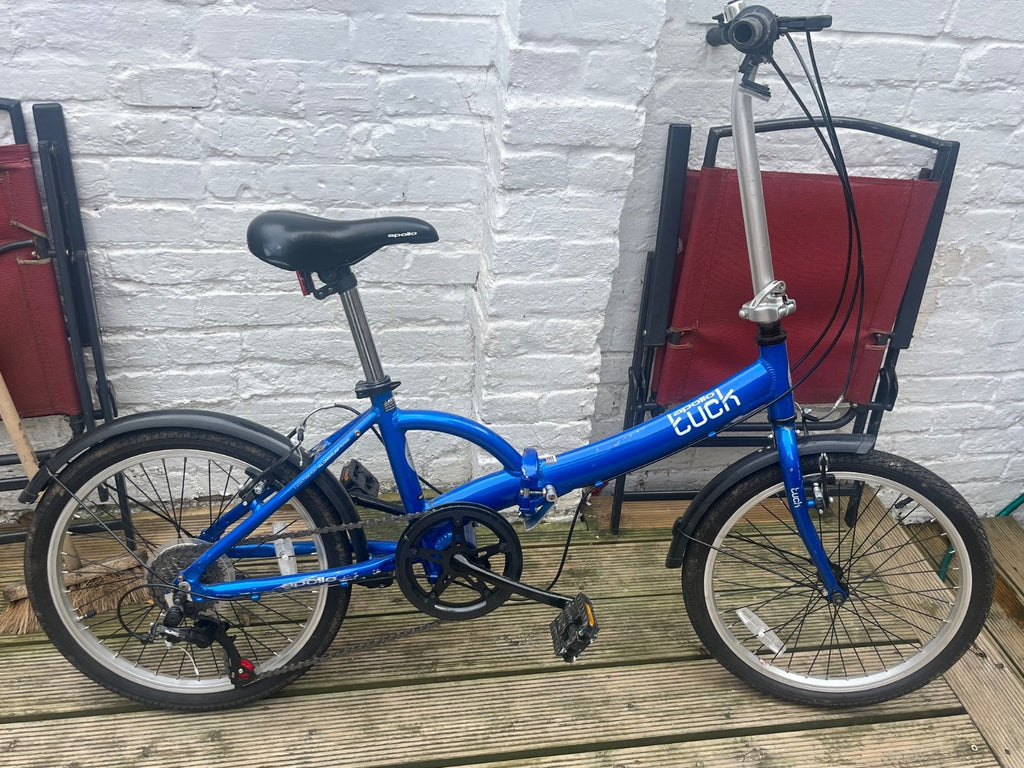 apollo tuck folding bike, blue, six-speed