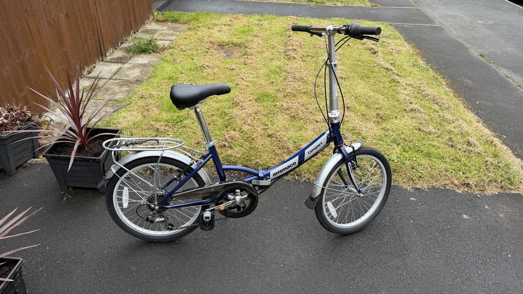 Ammaco Pakka Compact 20 Inch Wheel Folding Shopper Camping Bike 6 Speed Blue